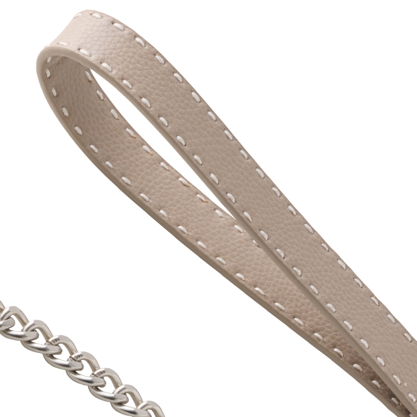 Close up of detailed stitching on the Rein Link Leash handle