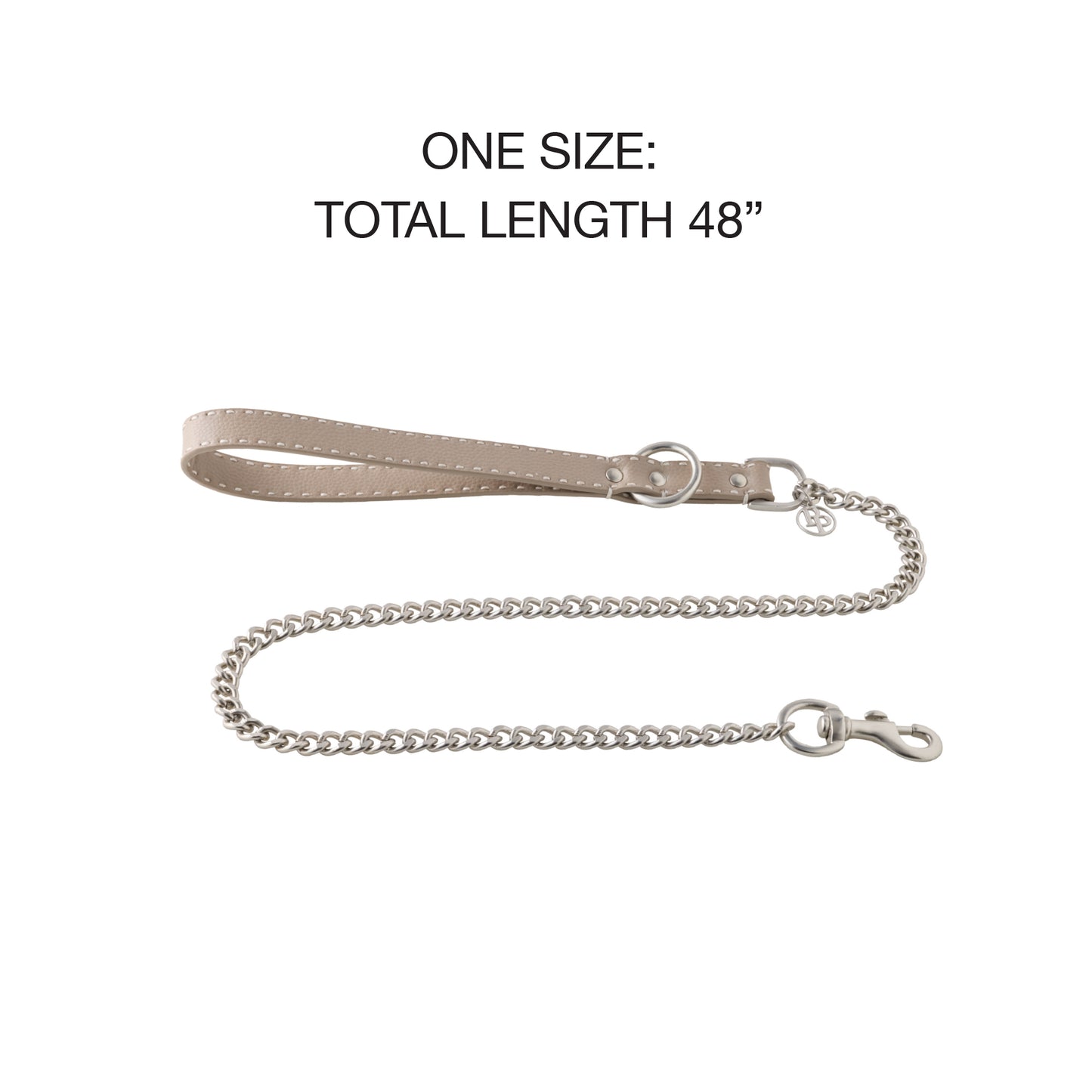 Link Leash Layout with, One Size: Total Lenth 48" text on a white background