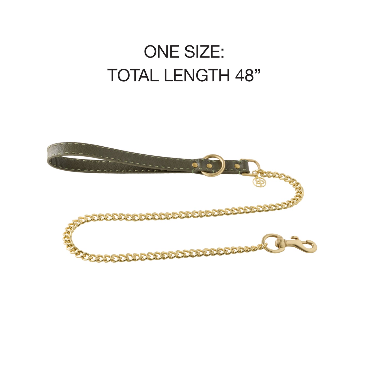Link Leash Layout with, One Size: Total Lenth 48" text on a white background