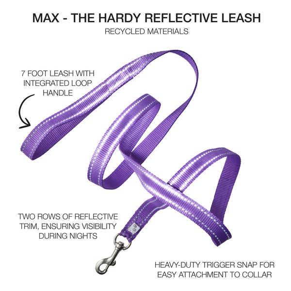 MAX - THE HARDY REFLECTIVE LEASH, PURPLE