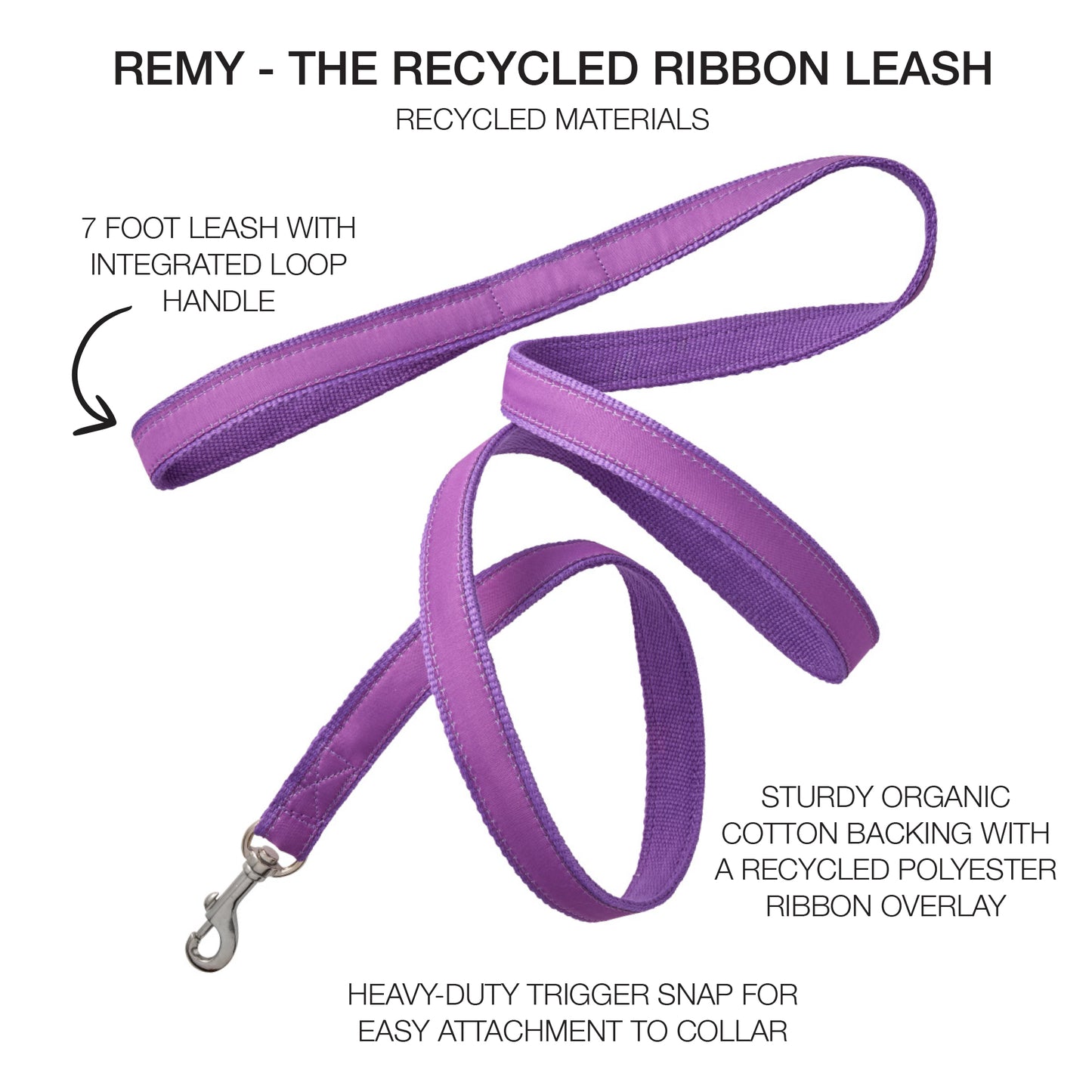 REMY - THE RECYCLED RIBBON LEASH, PURPLE
