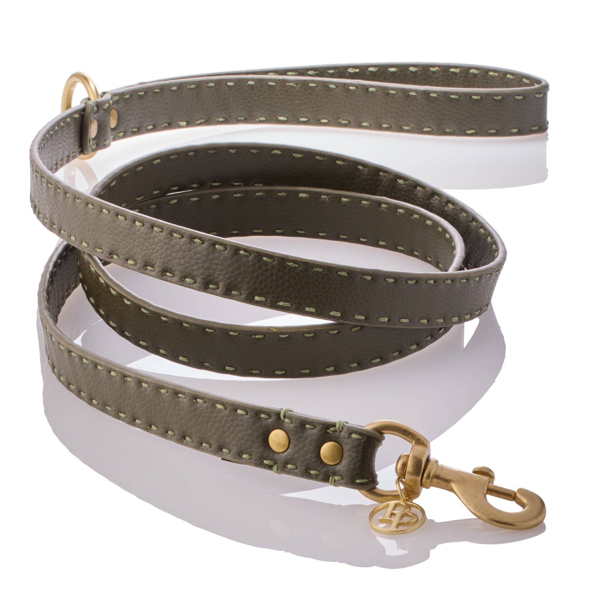 Leash layout in Scottish Olive on a white background
