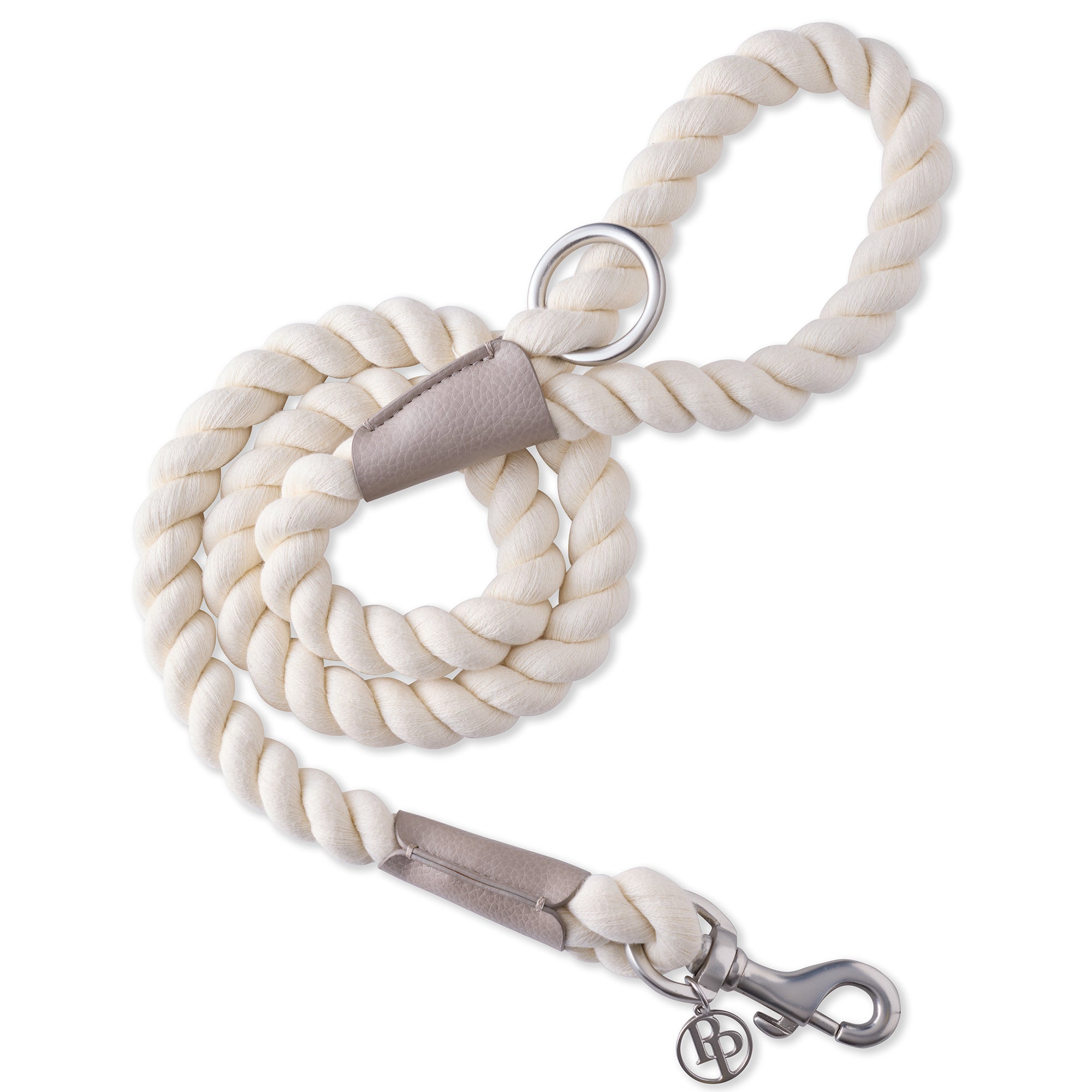 ROWAN Vegan leather rope leash in DAPPLED CASHMERE on a white background
