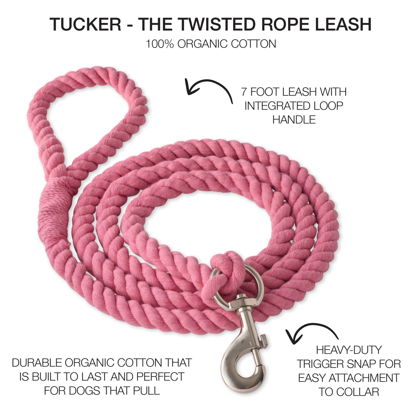 TUCKER - THE TWISTED ROPE LEASH , PINK