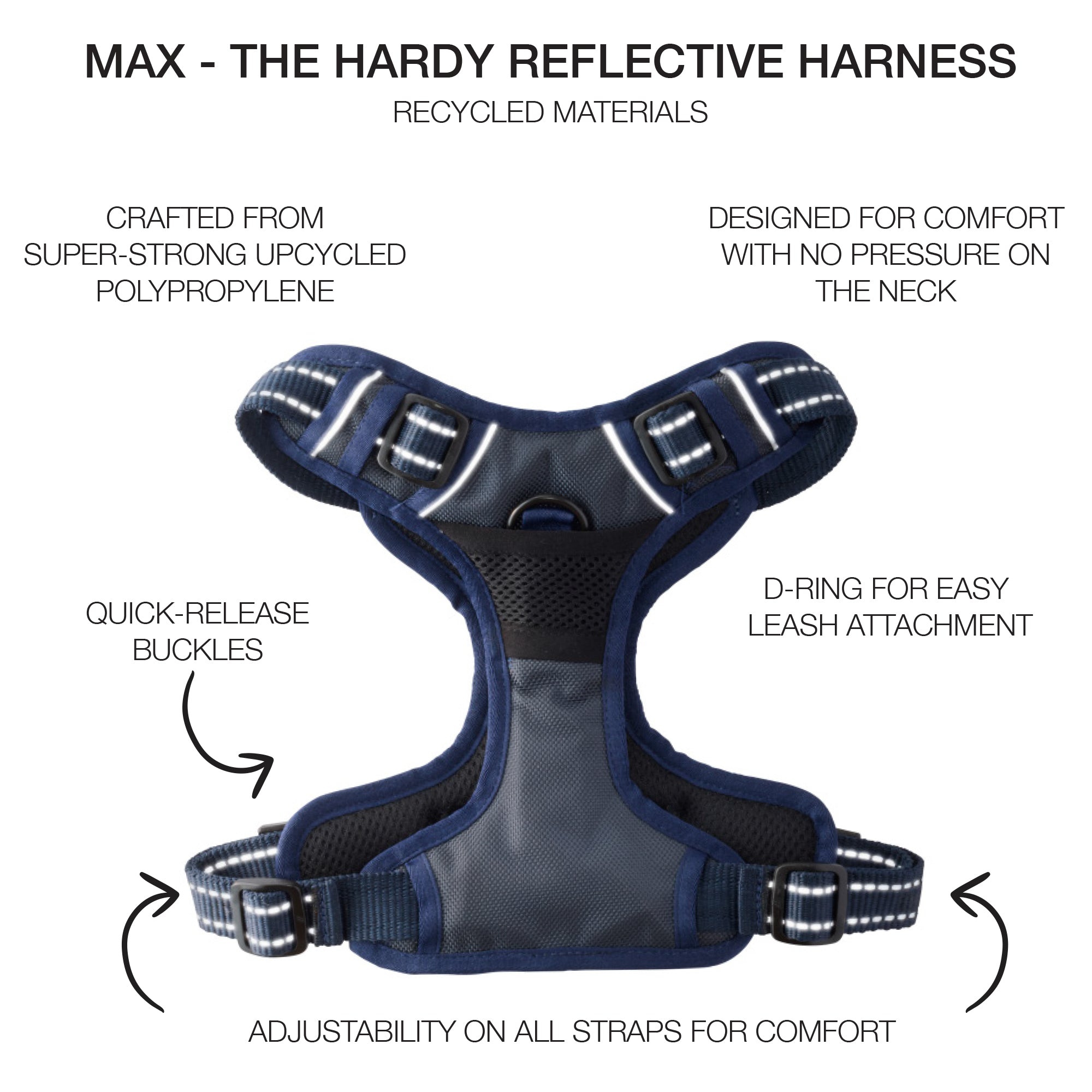 MAX- THE HARDY REFLECTIVE HARNESS , NAVY