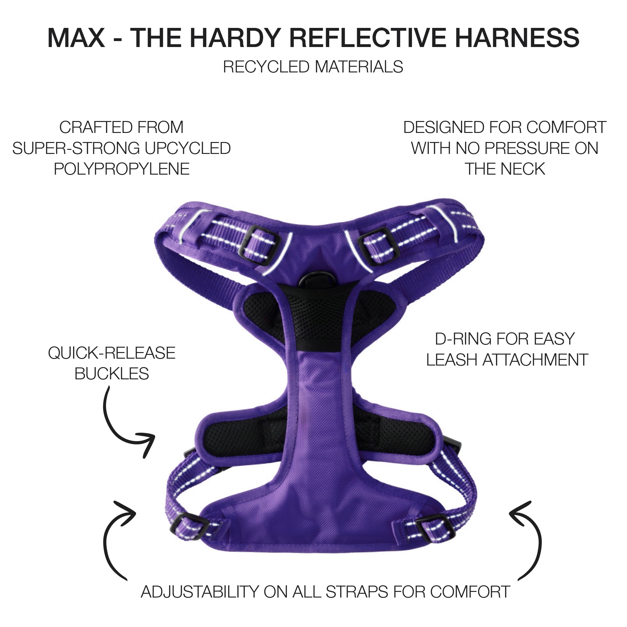 MAX- THE HARDY REFLECTIVE HARNESS , PURPLE