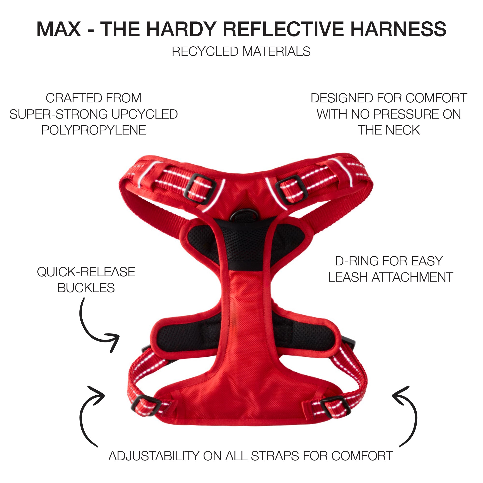 MAX- THE HARDY REFLECTIVE HARNESS , RED