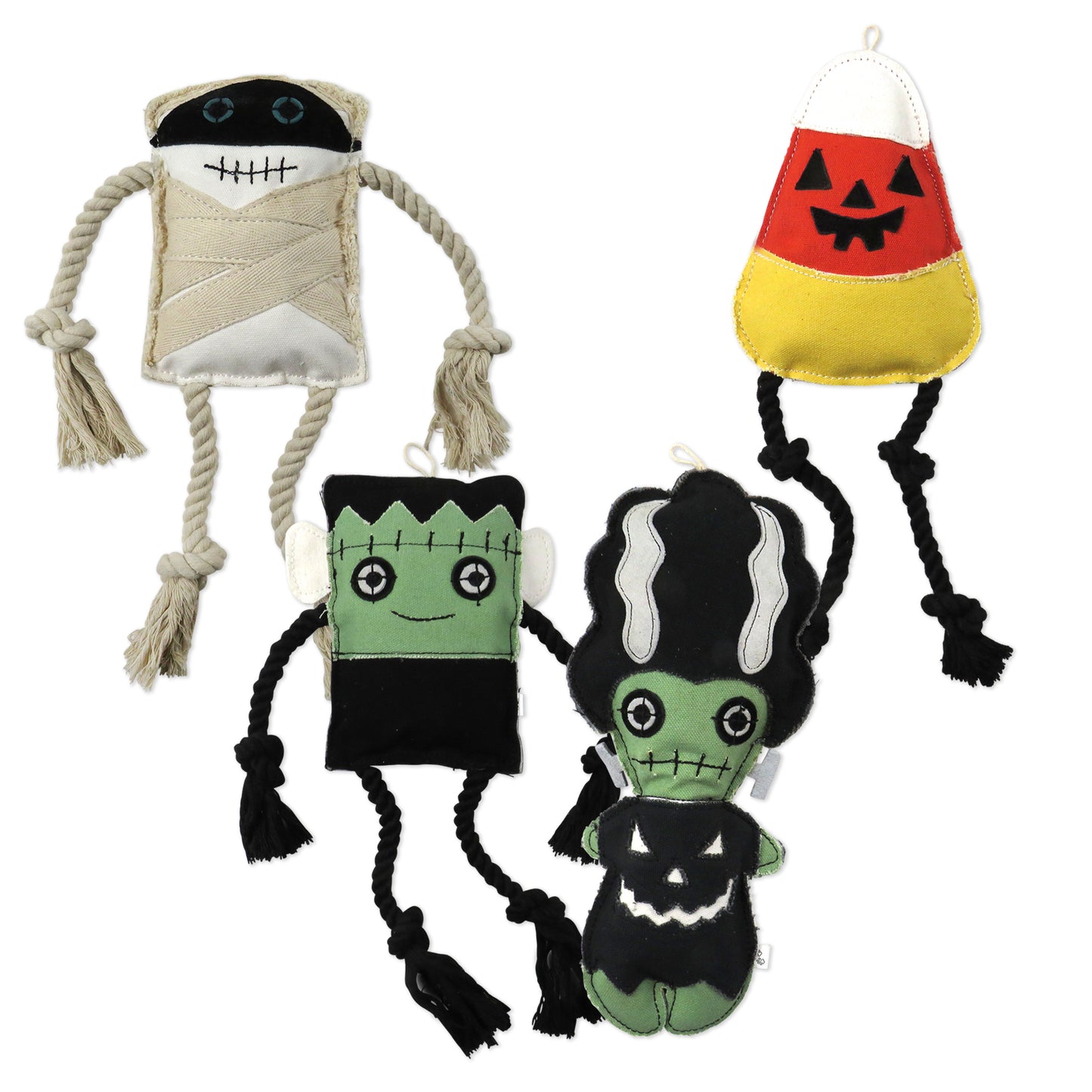 Pet Passion Monster Buddies Halloween dog toy collection — coordinating Halloween-themed plush and rope toys
