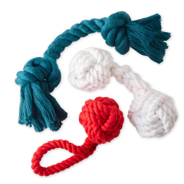 BRADY - THE ROPE TUG TOYS, 3-PACK, HOLIDAY