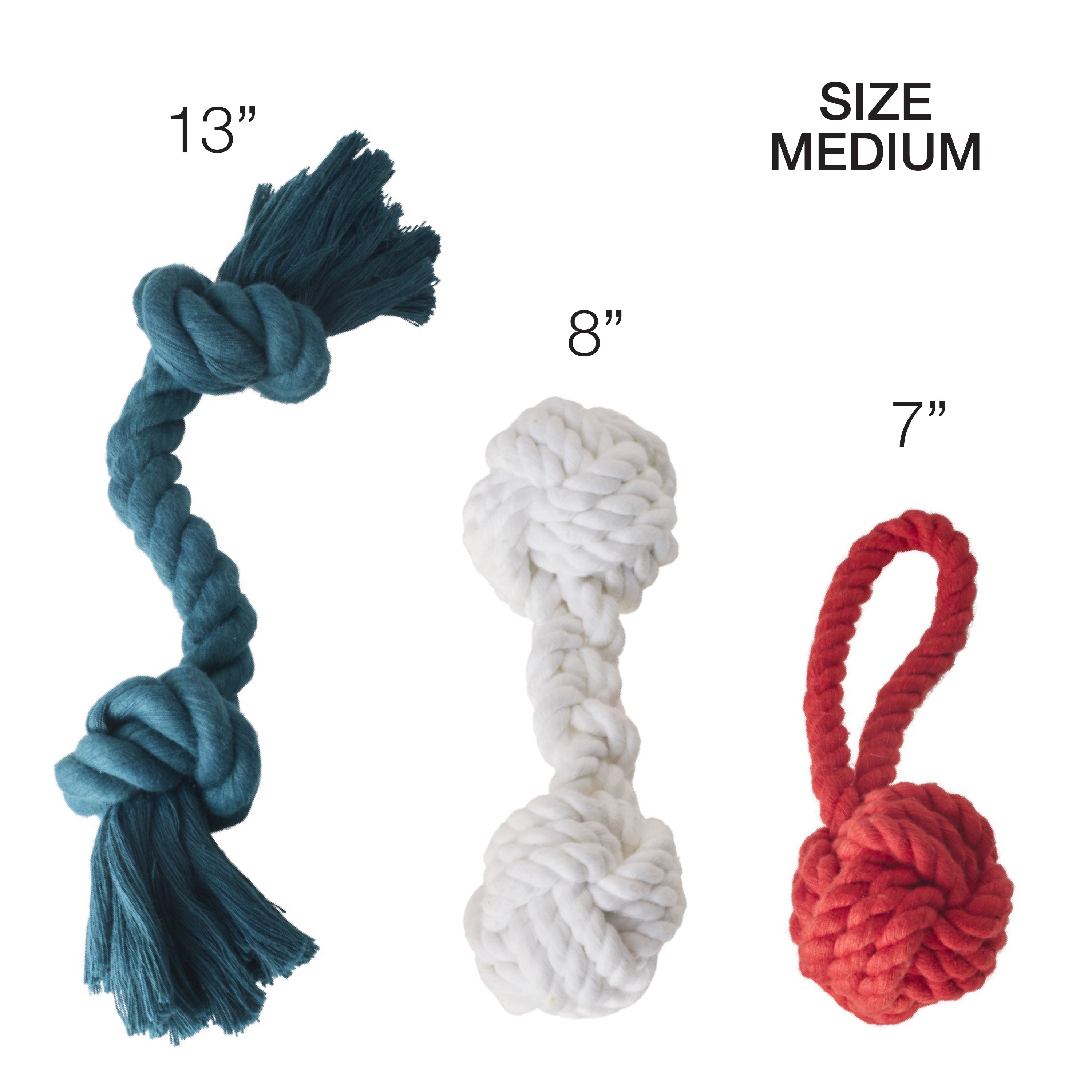 BRADY - THE ROPE TUG TOYS, 3-PACK, HOLIDAY