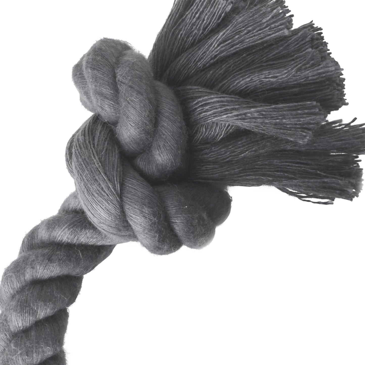 Close-up of the rope tug toy knot