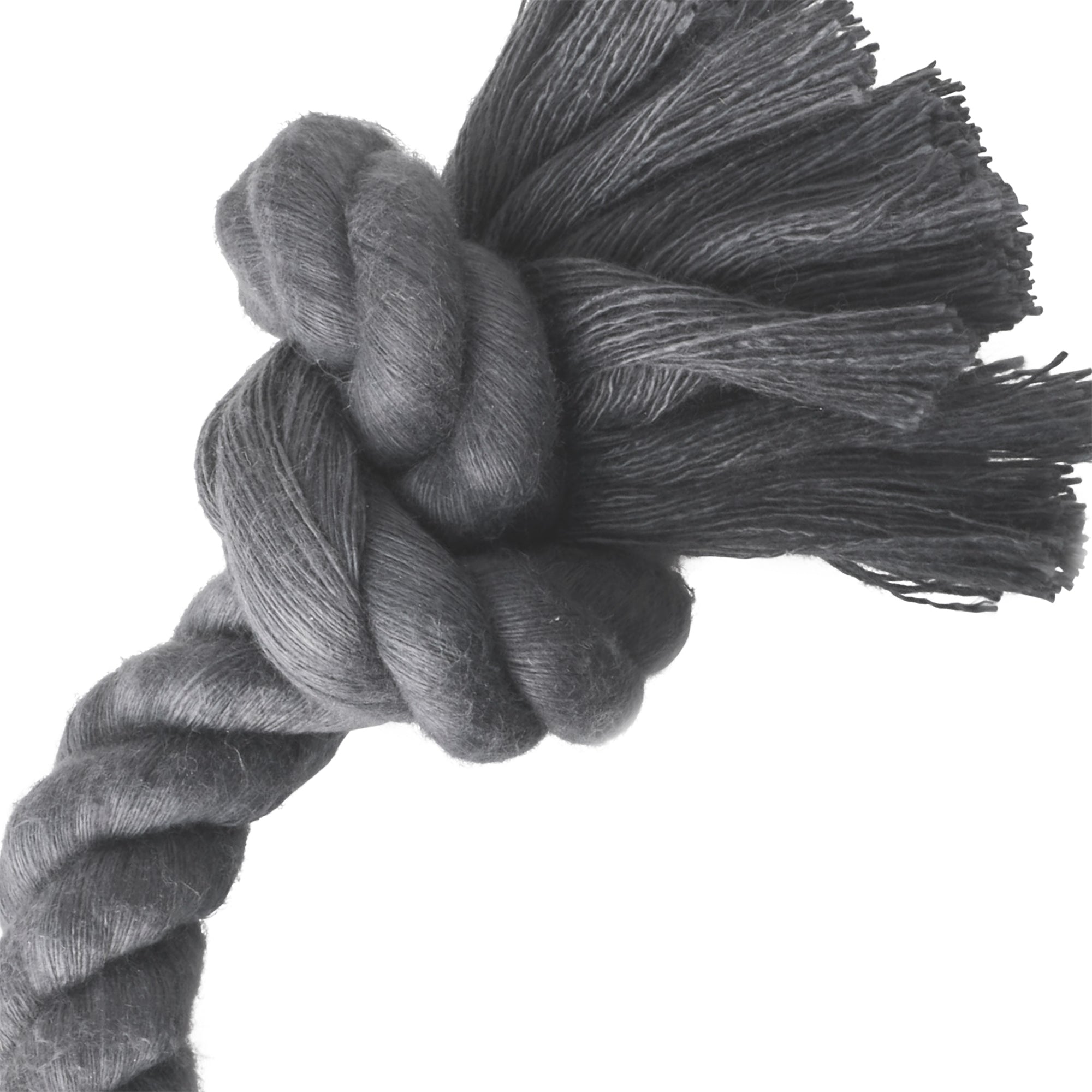 Close-up of the rope tug toy knot