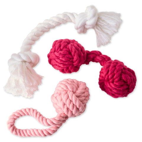 BRADY - THE ROPE TUG TOYS, 3-PACK, PINK OMBRE