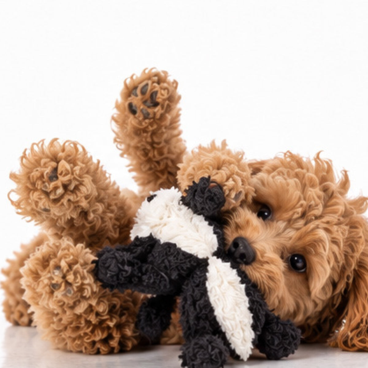 Pet Passion Skippy the Skunk plush dog toy — close-up of skunk toy details