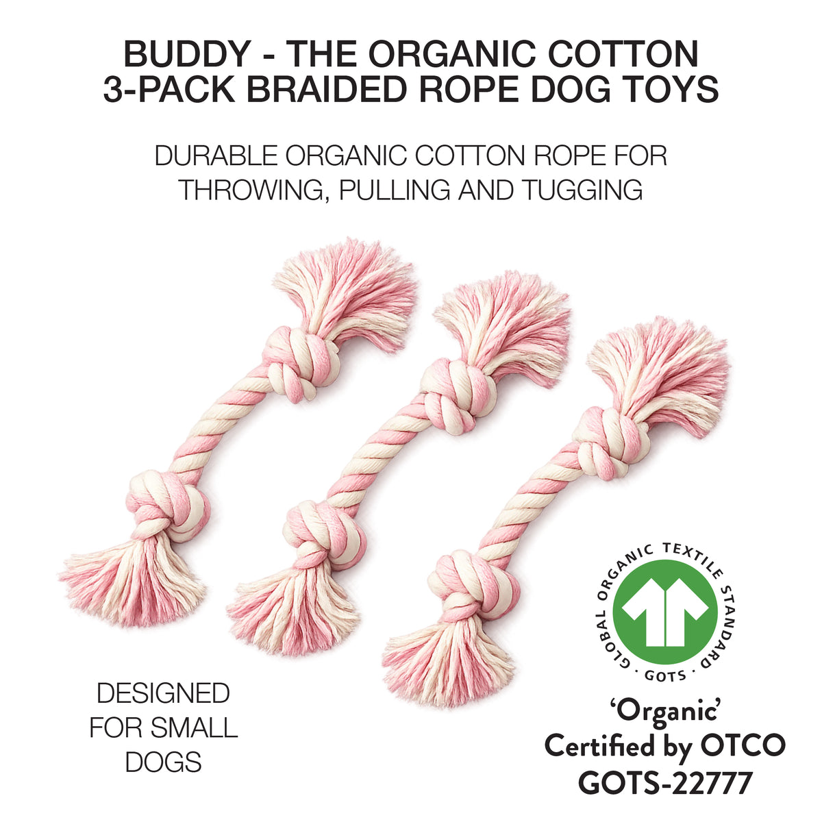 BUDDY - BRAIDED ROPE TOY, 3 PACK