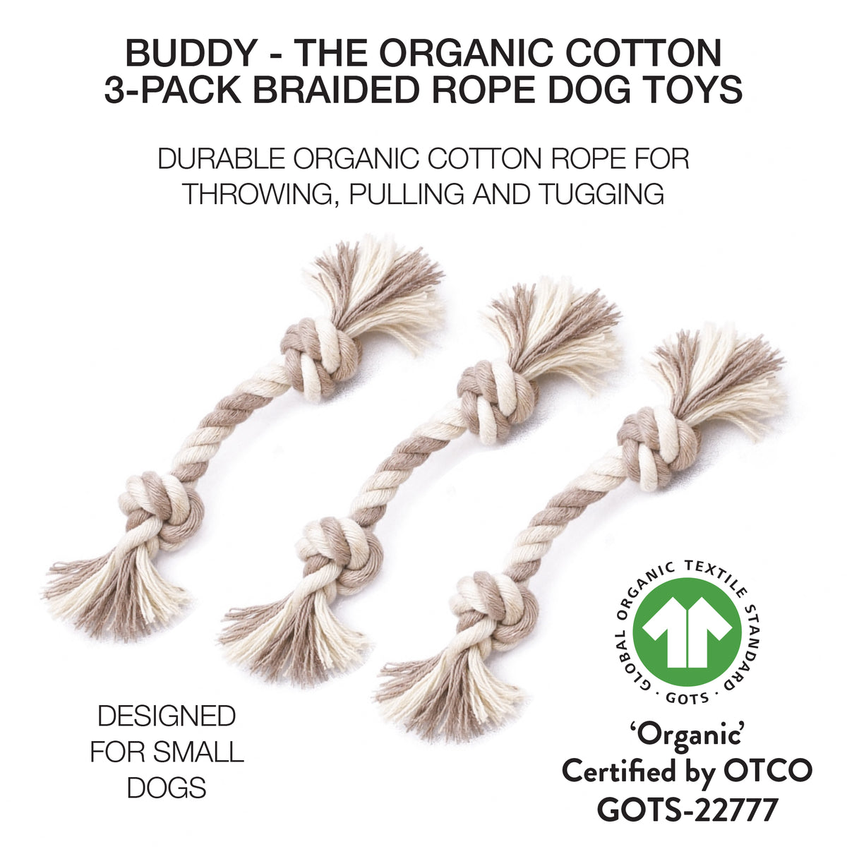 BUDDY - BRAIDED ROPE TOY, 3 PACK