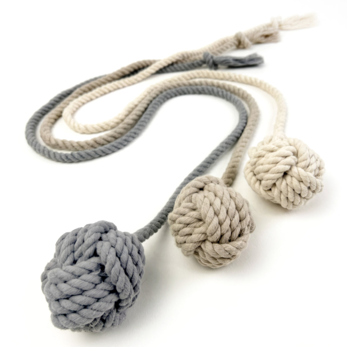 Pet Passion Ringo braided rope cat toys 3-pack in Sandy Chic