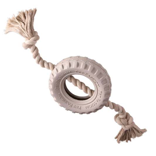Rope tire tug tog on a white background