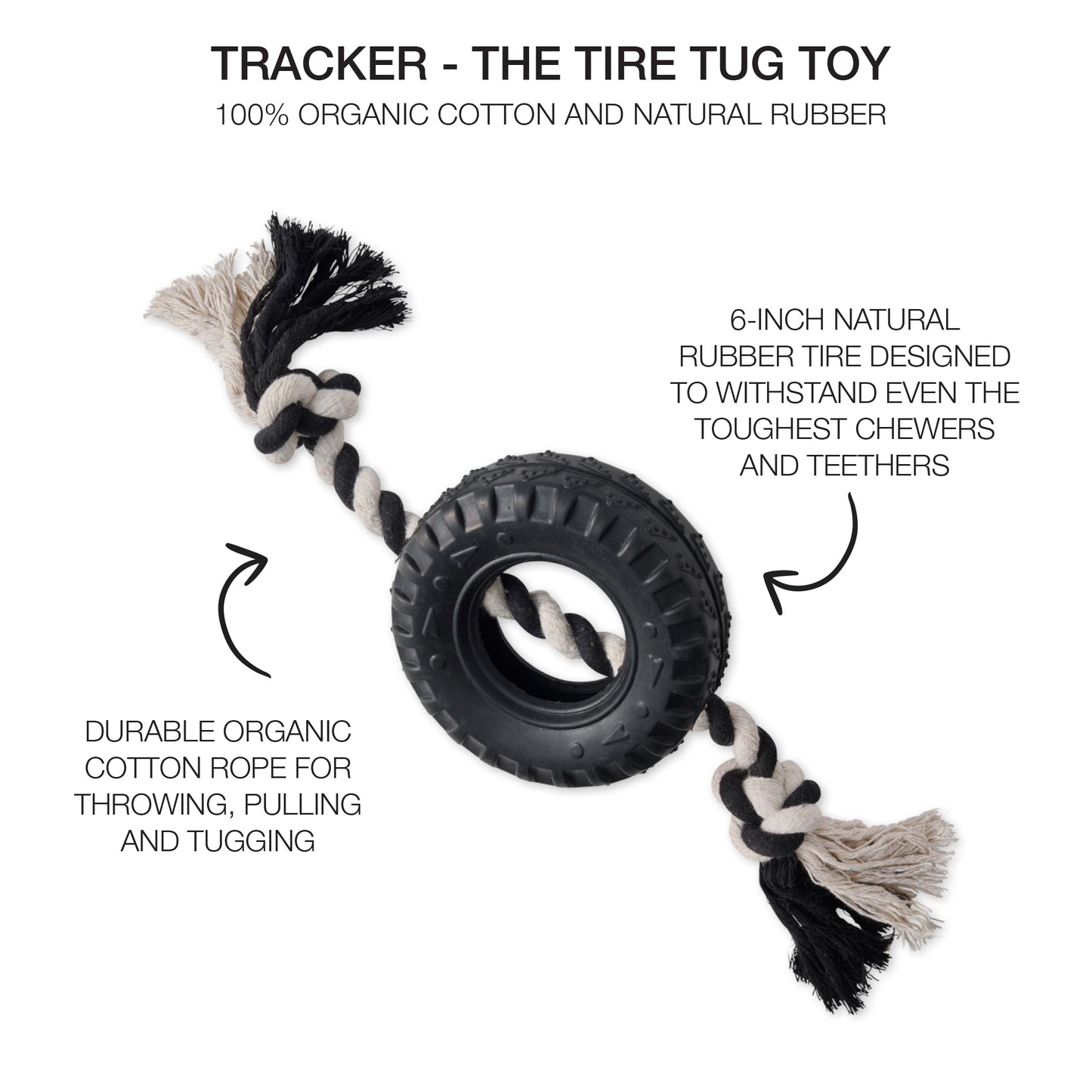 TRACKER - THE TIRE TUG TOY, BLACK