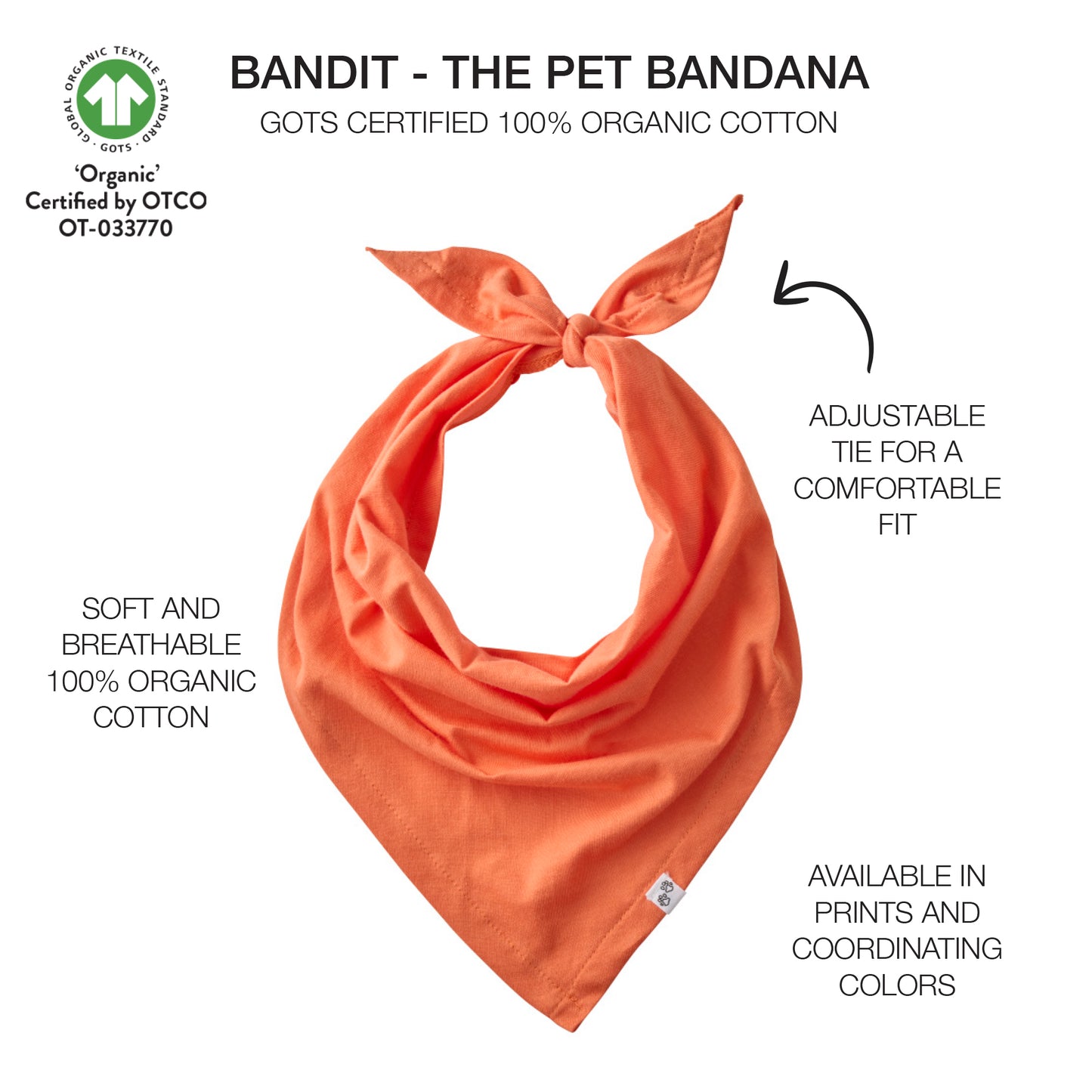 BANDIT - THE PET BANDANA , ORANGE