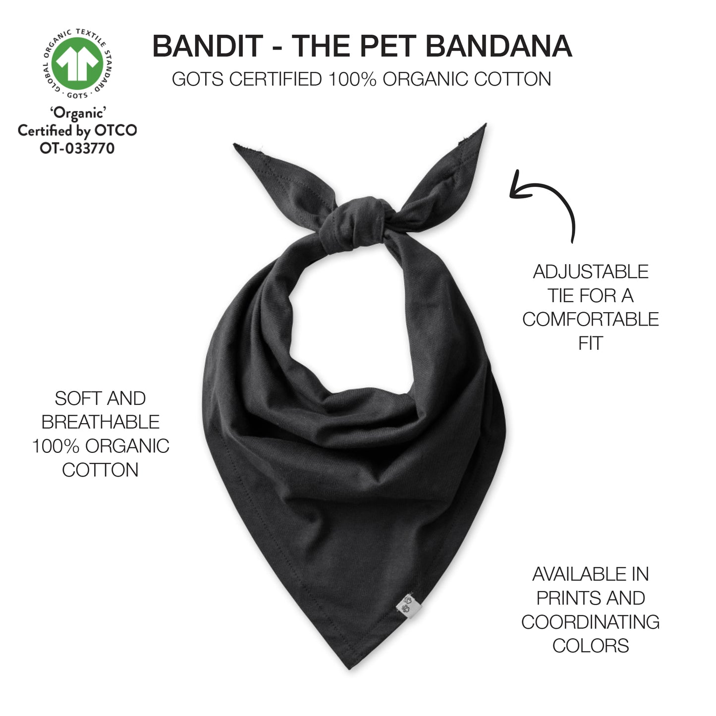 BANDIT - THE PET BANDANA , BLACK