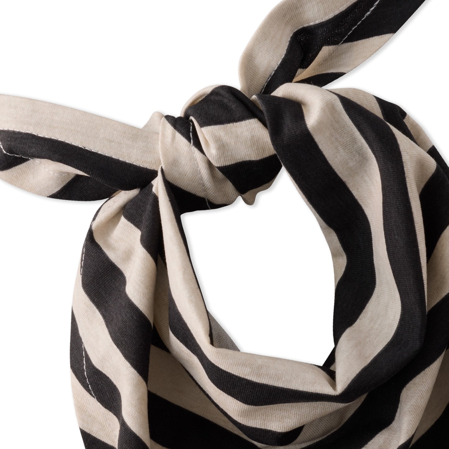 Black and beige striped scarf on a white background