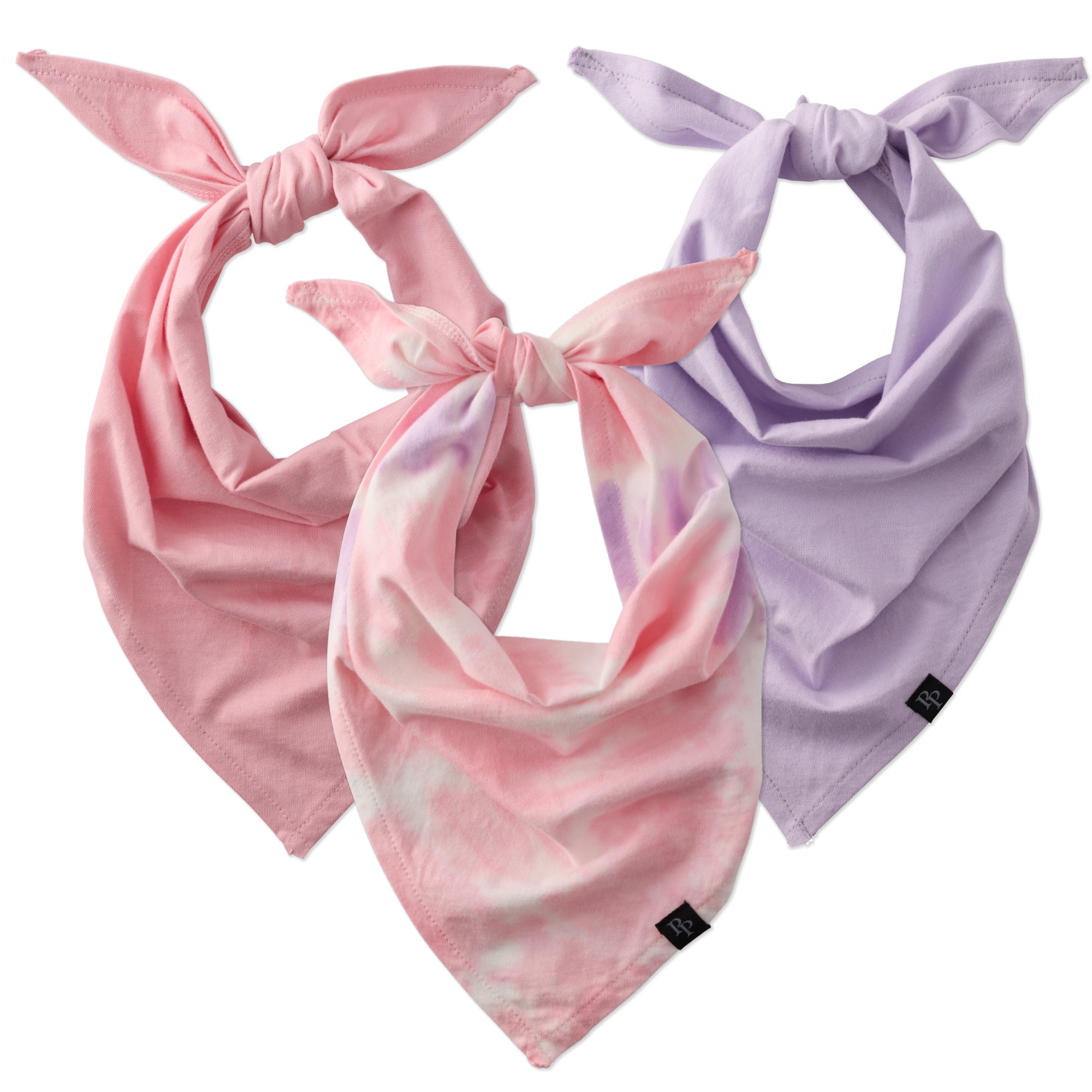 Two pink bandanas with a bow on a white background