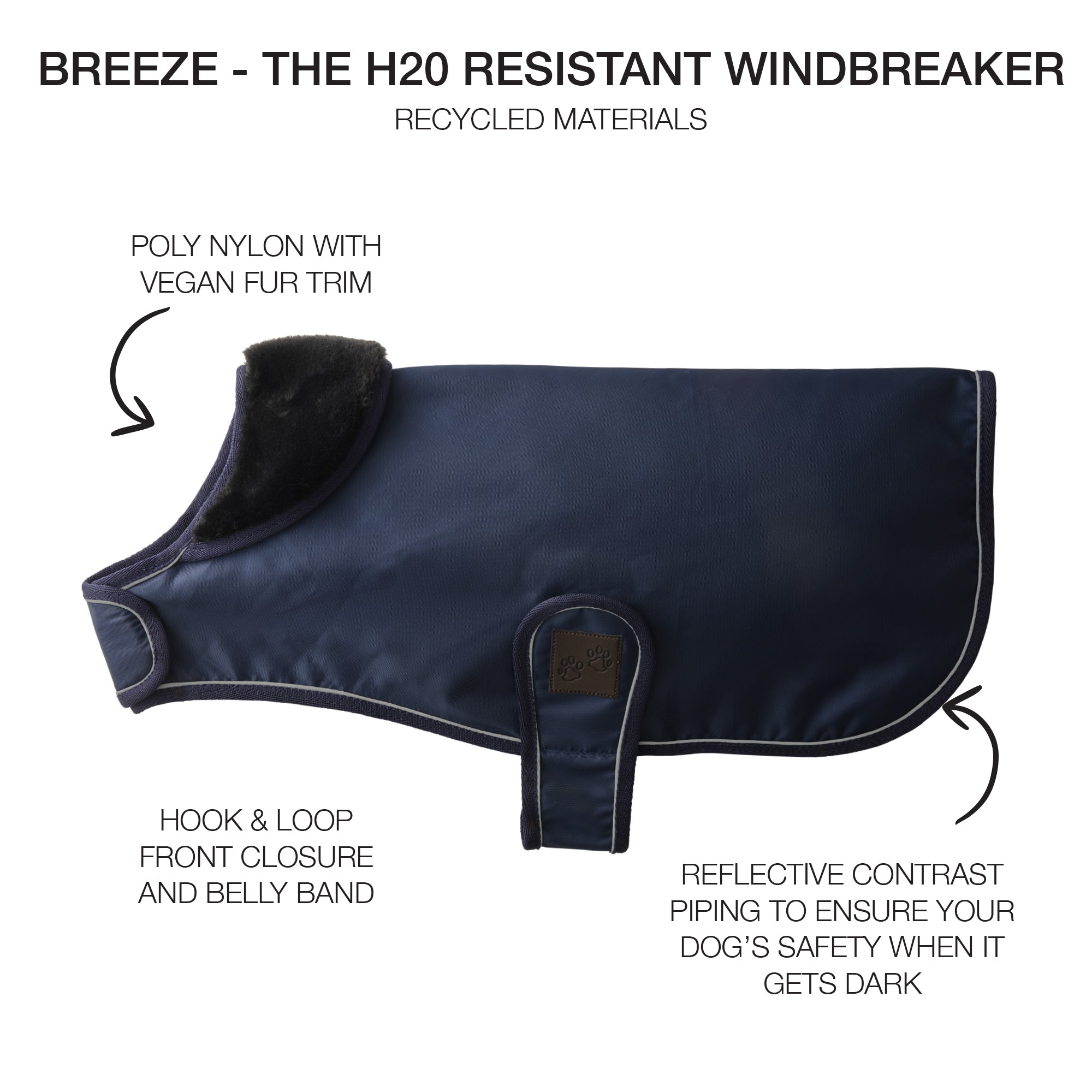 BREEZE - THE H20 RESISTANT WINDBREAKER , NAVY