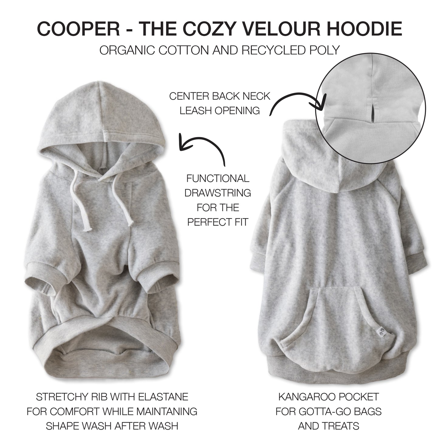 COOPER - THE COZY VELOUR HOODIE, gray