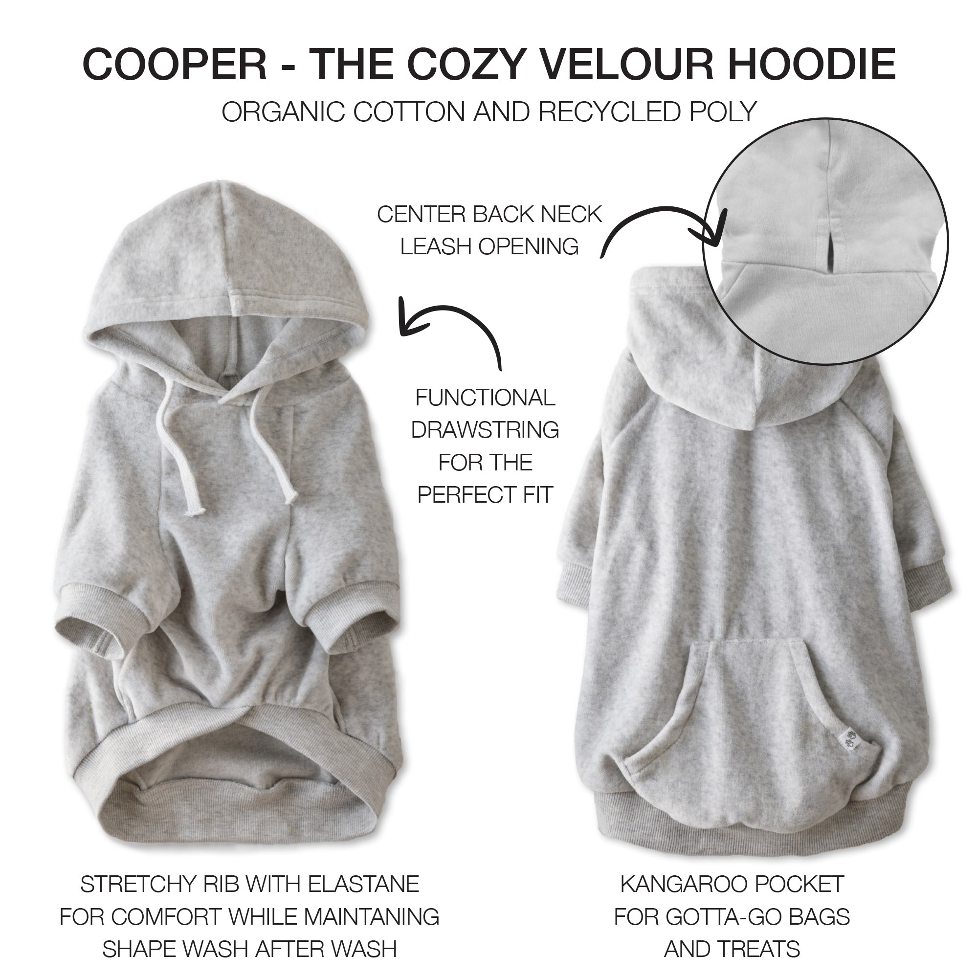 COOPER - THE COZY VELOUR HOODIE, gray