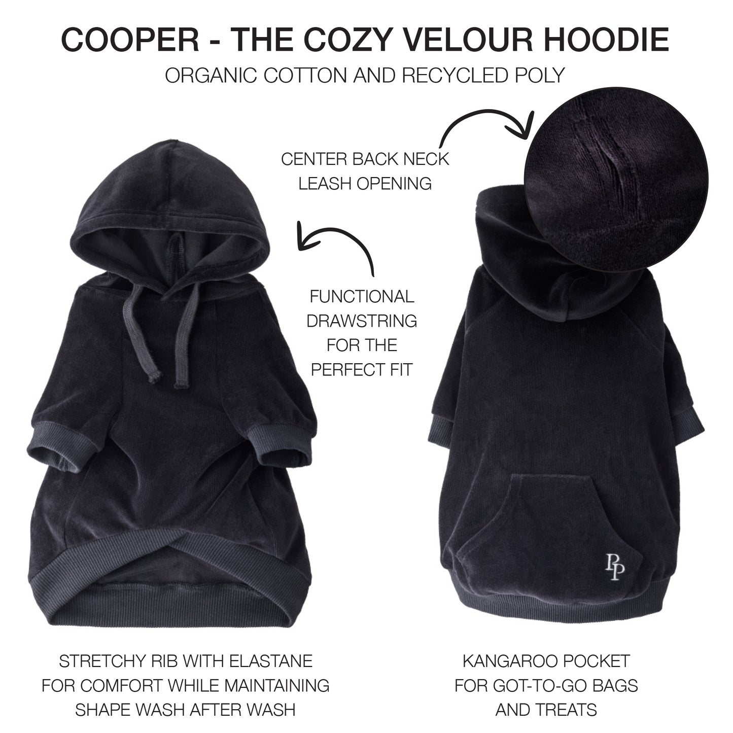 COOPER II - THE COZY VELOUR HOODIE, BLACK