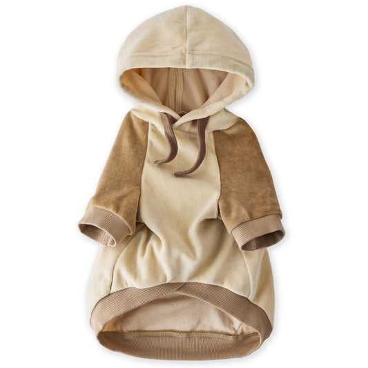 COOPER II - THE COZY VELOUR HOODIE, COFFEE COLOR BLOCK