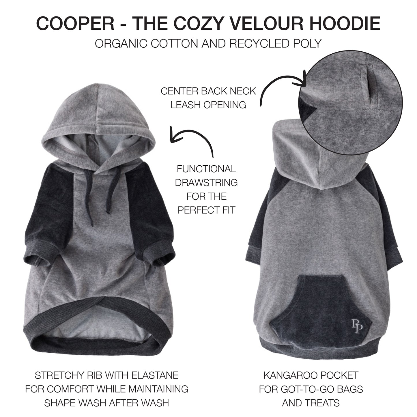 COOPER II - THE COZY VELOUR HOODIE, HEATHER GRAY COLOR BLOCK