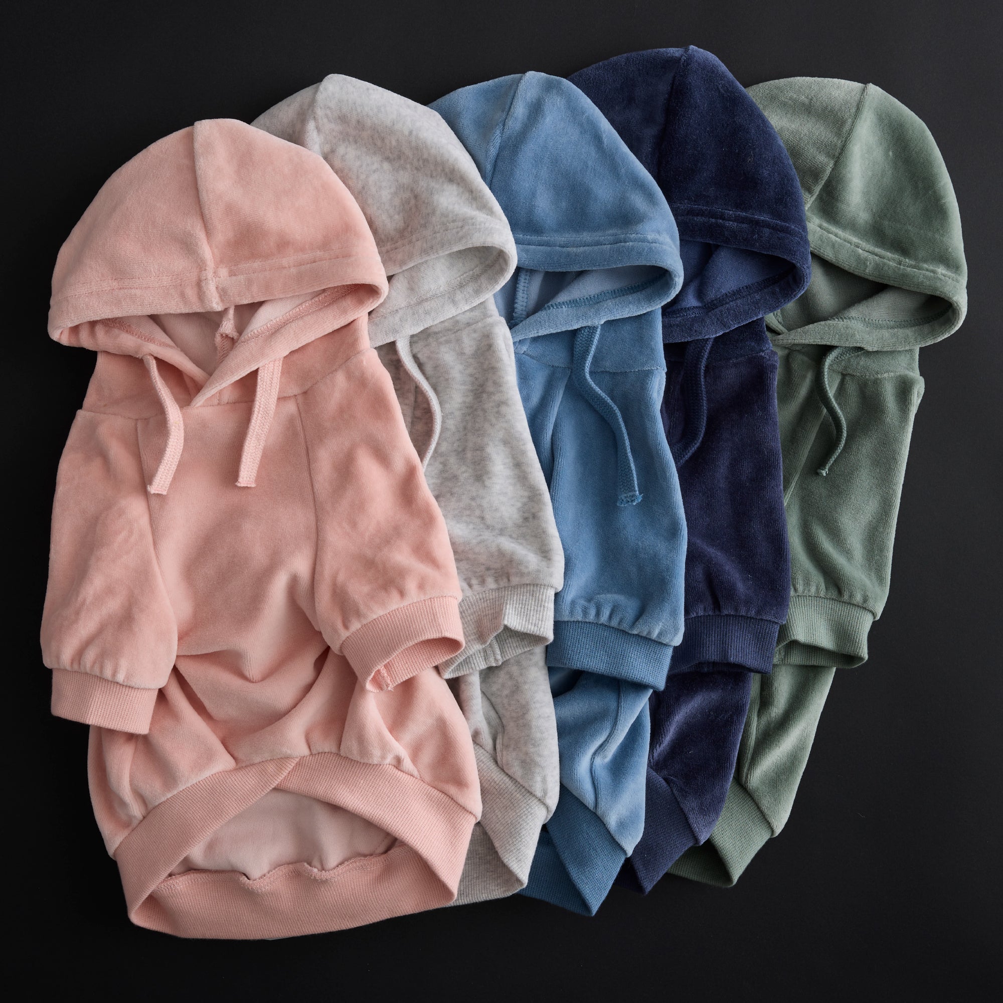 Pet Passion Cooper II cozy velour dog hoodie in Heather Gray Color Block — soft organic cotton velour sweatshirt for small to large dogs