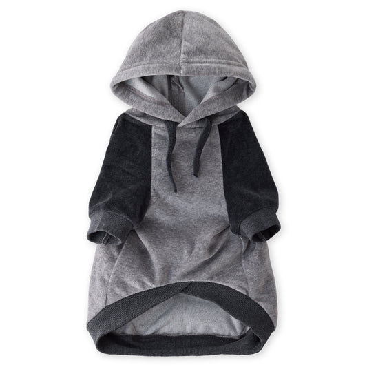 COOPER II - THE COZY VELOUR HOODIE, HEATHER GRAY COLOR BLOCK