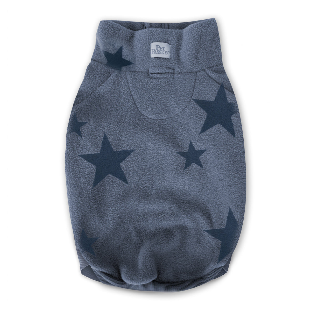 Back view of Hudson Faded Denim Stars dog henley sweatshirt