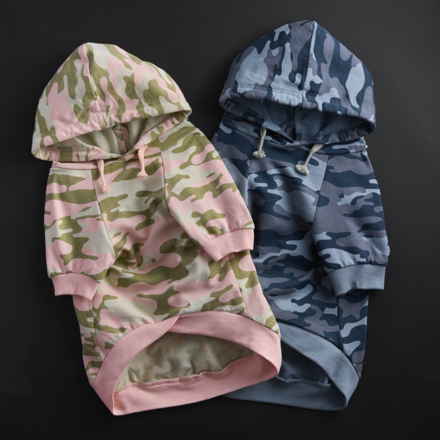 Pet Passion Rocky original lightweight hooded dog tee in Pink Camo — soft organic cotton dog hoodie t-shirt