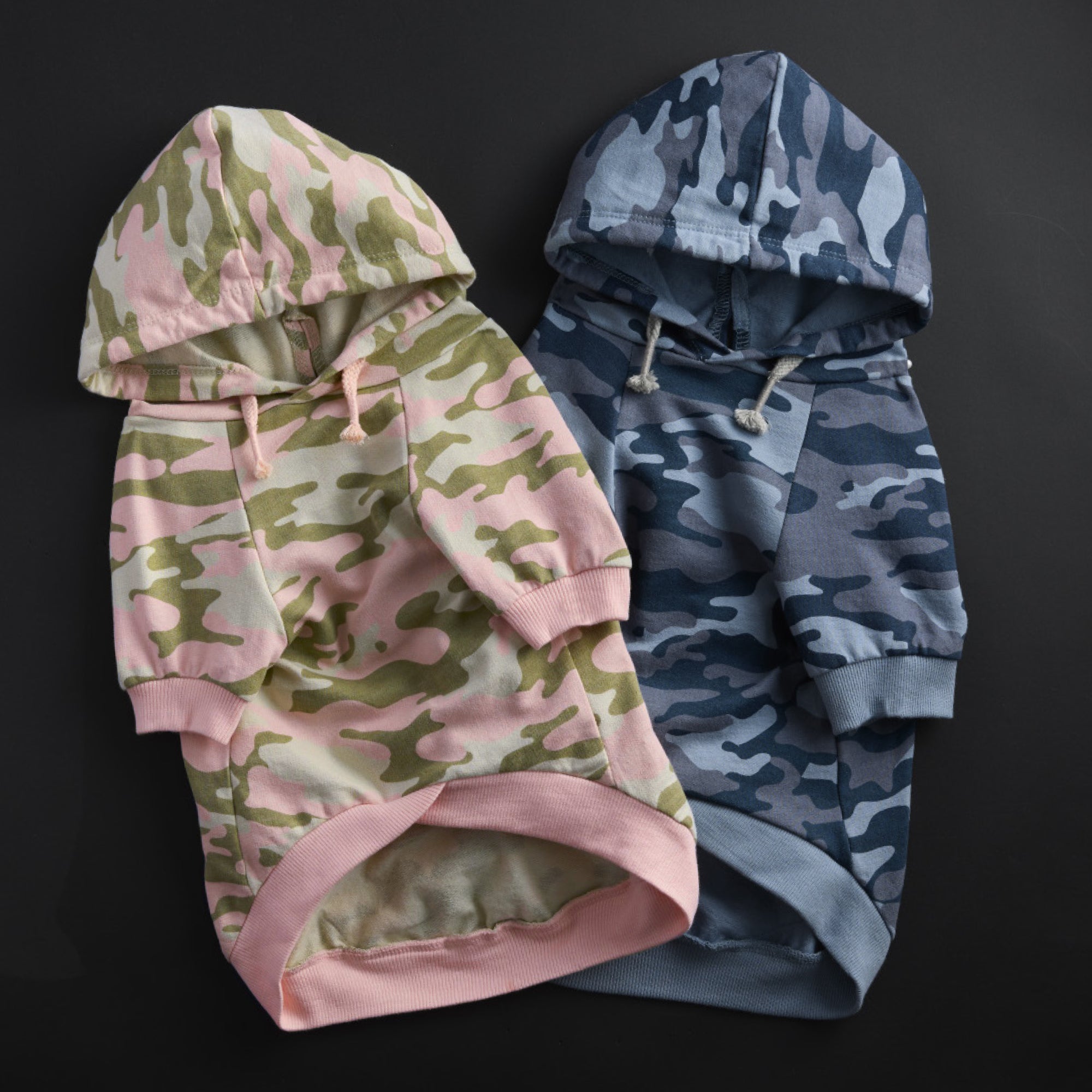 Pet Passion Rocky original lightweight hooded dog tee in Pink Camo — soft organic cotton dog hoodie t-shirt