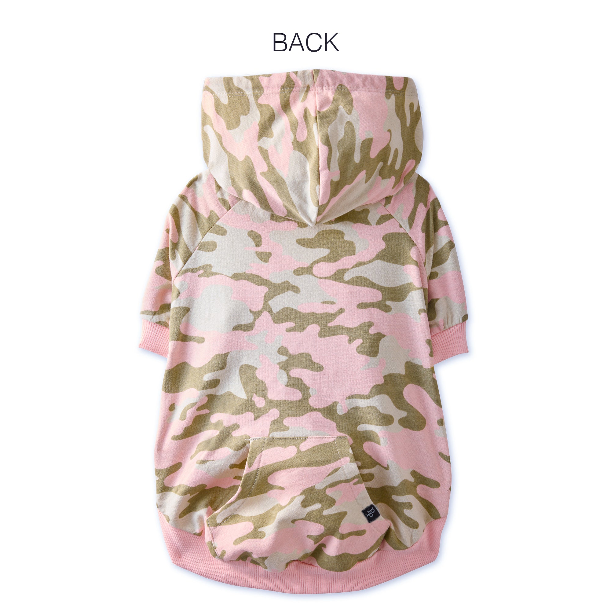 Pet Passion Rocky original lightweight hooded dog tee in Pink Camo — soft organic cotton dog hoodie t-shirt
