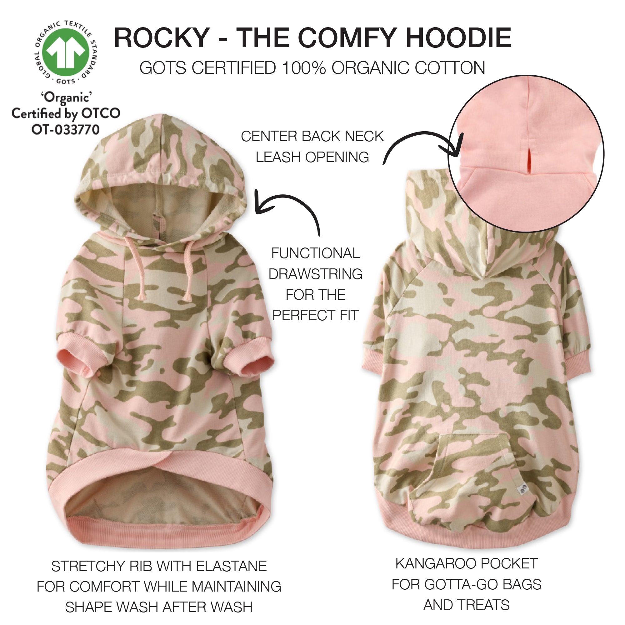 ROCKY - THE COMFY HOODIE, PINK CAMO