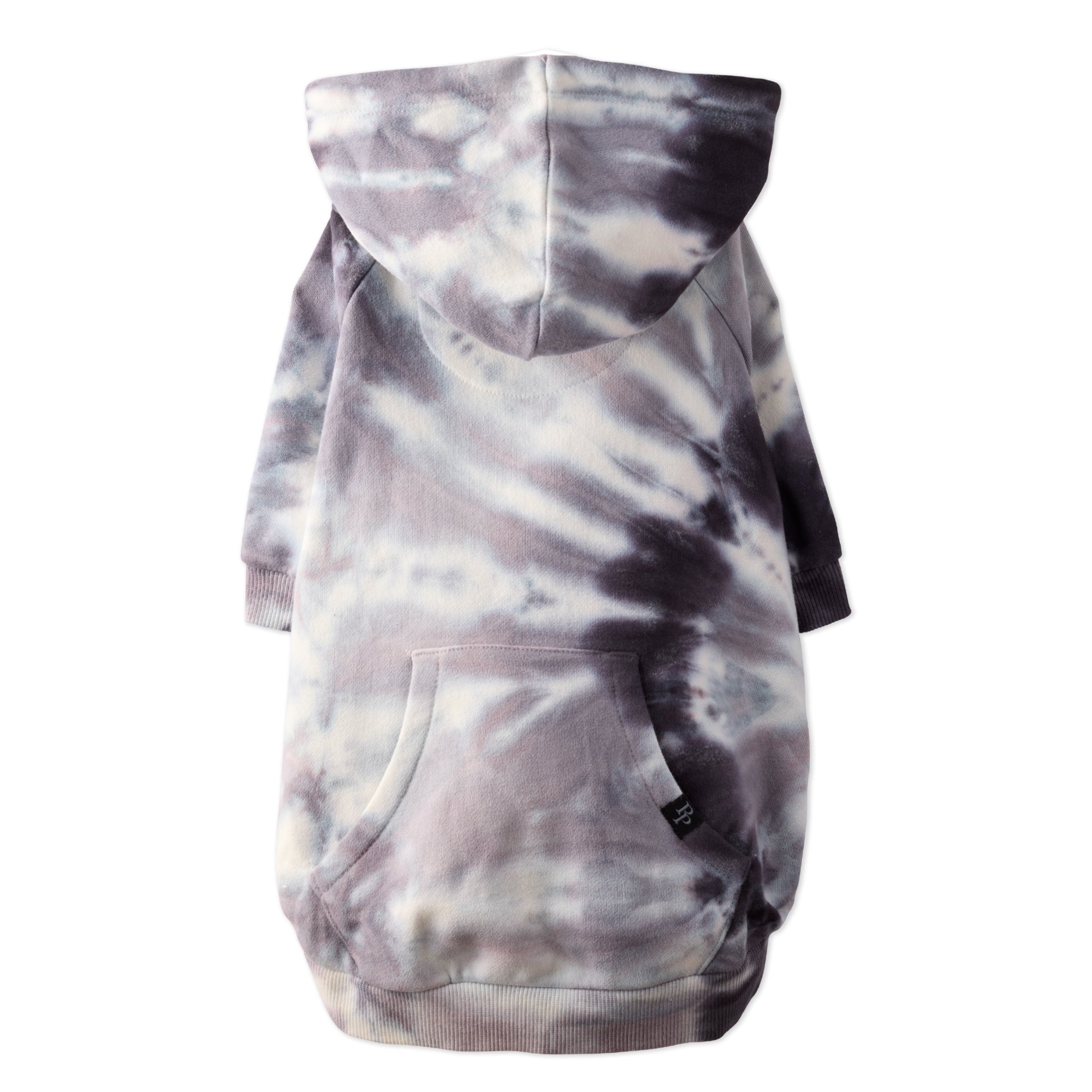 Pet Passion Rocky II extra plush comfy dog hoodie in Black Tie Dye — cozy fleece-lined sweatshirt for small to large dogs