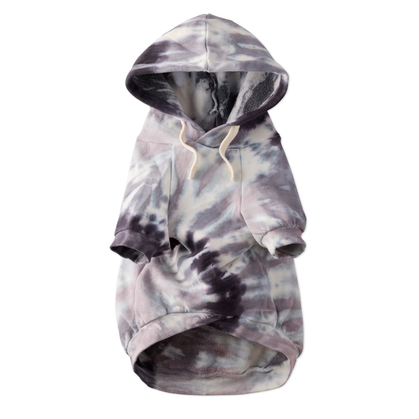 Pet Passion Rocky II extra plush comfy dog hoodie in Black Tie Dye — cozy fleece-lined sweatshirt for small to large dogs