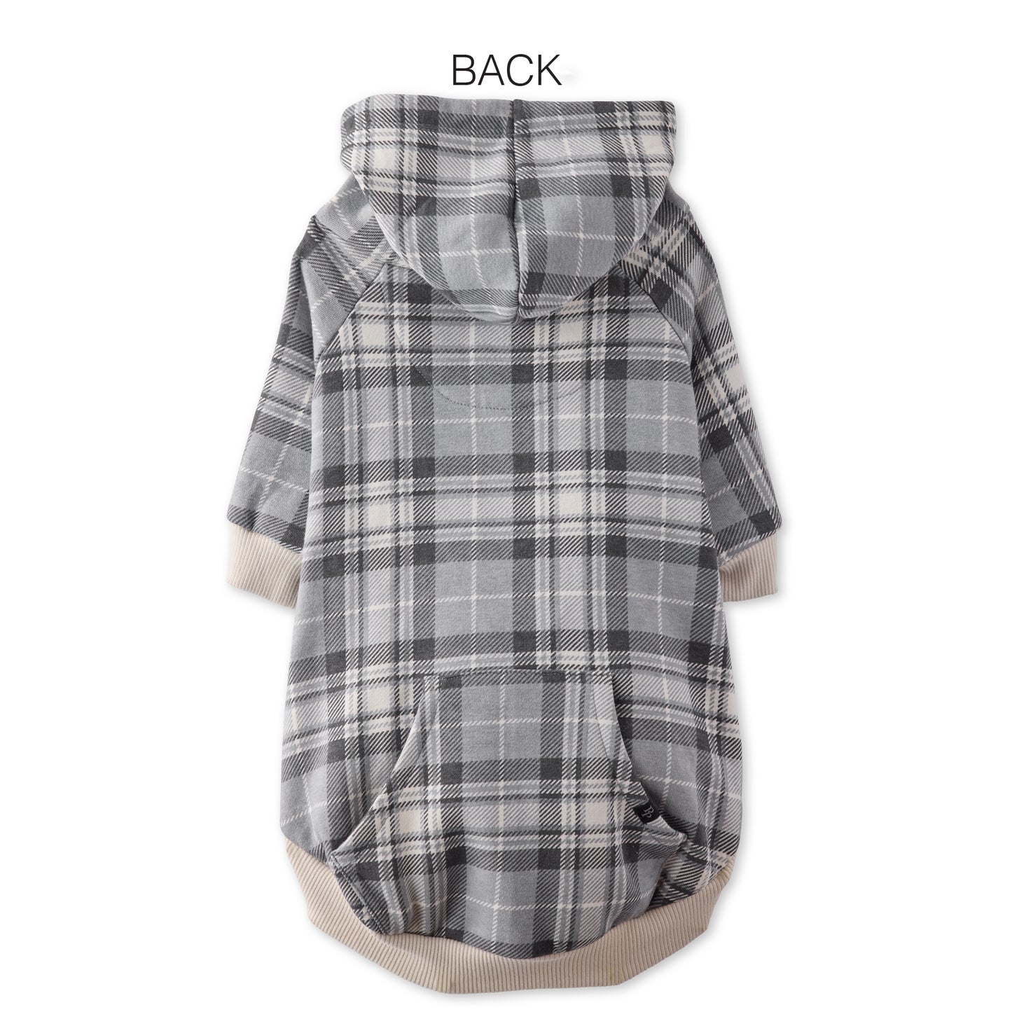 Plaid dog coat with hood on a white background