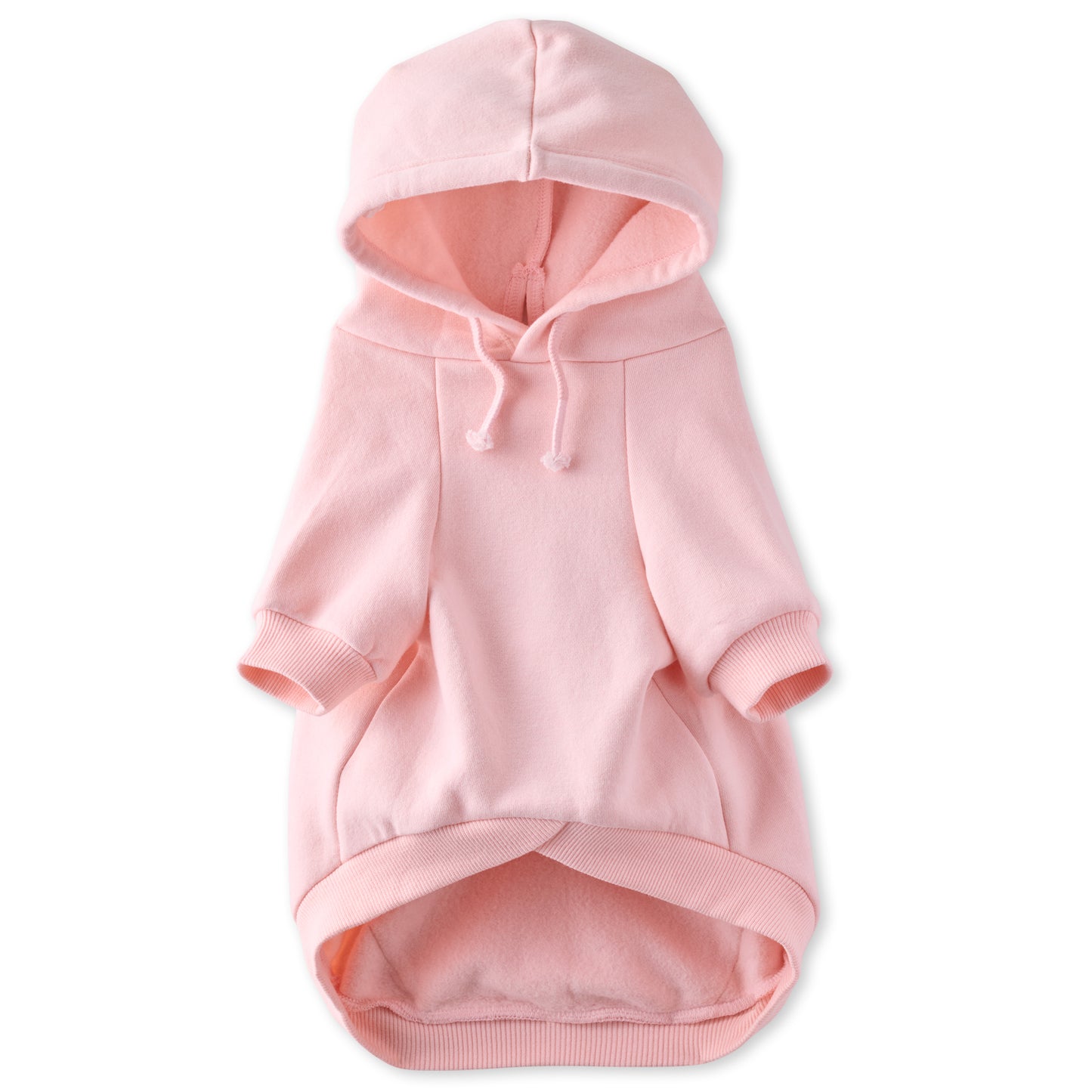 Pink dog hoodie on a white background