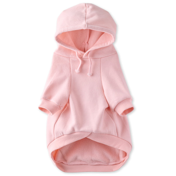 Pink dog hoodie on a white background