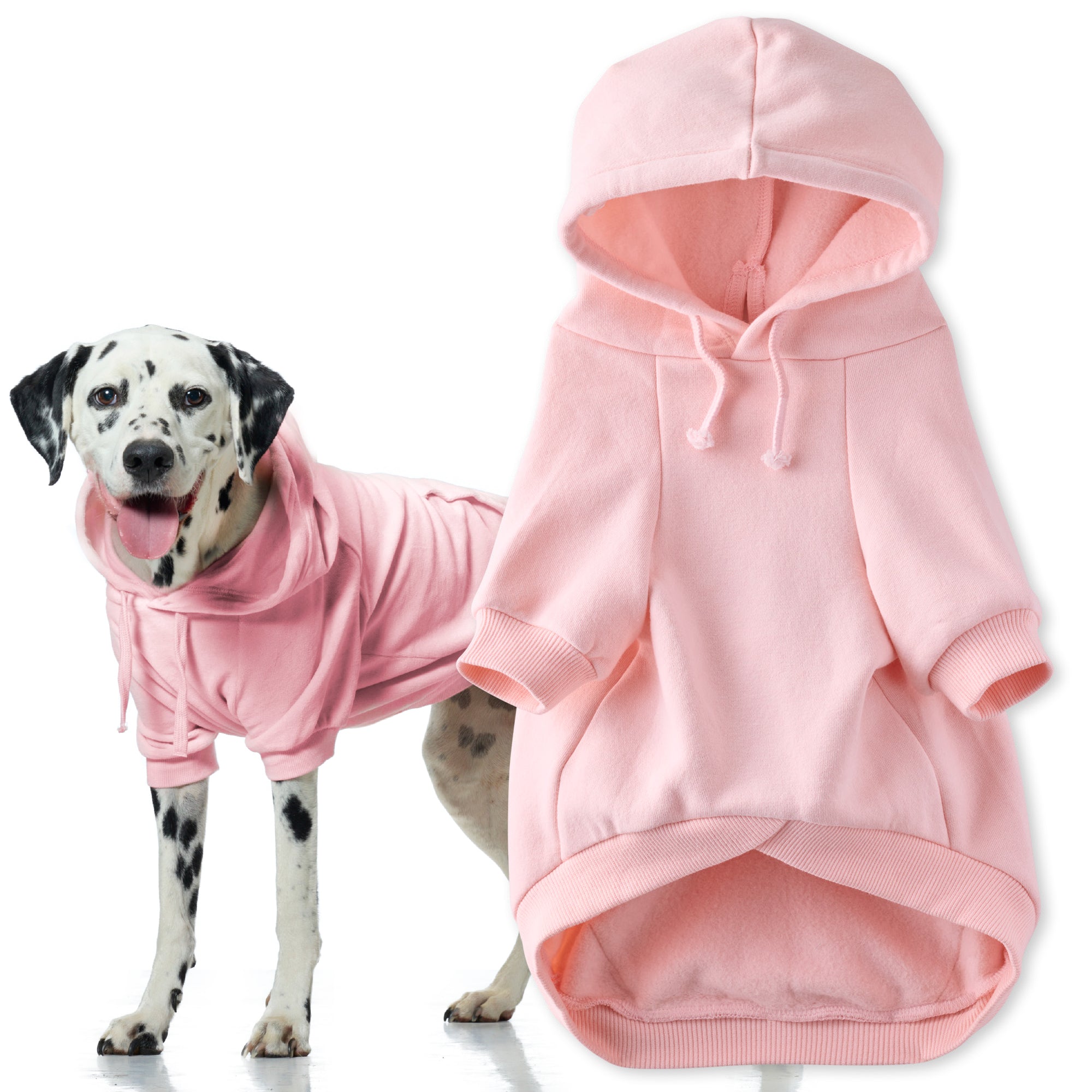 Pet Passion Rocky II extra plush comfy dog hoodie in Pink — cozy fleece-lined sweatshirt for small to large dogs