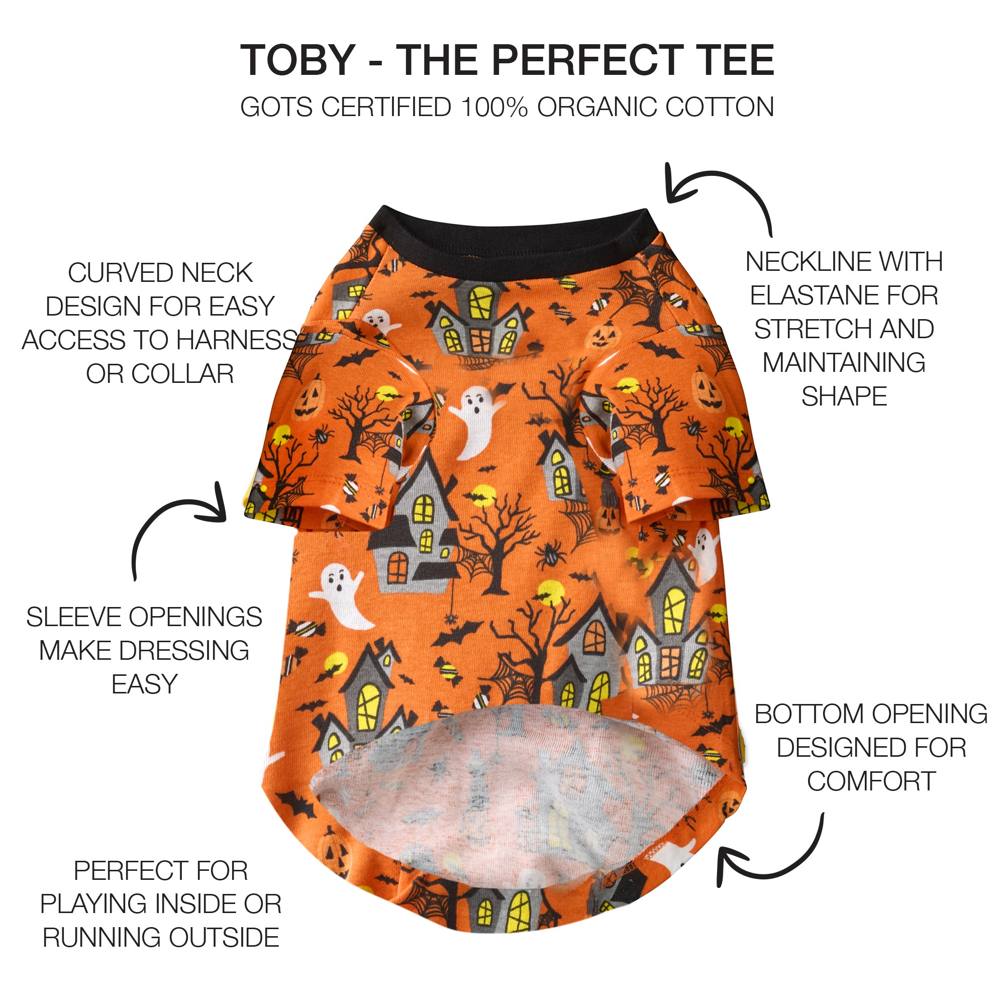 Pet Passion Toby perfect dog tee in Spooky — 100% organic cotton short-sleeve dog t-shirt