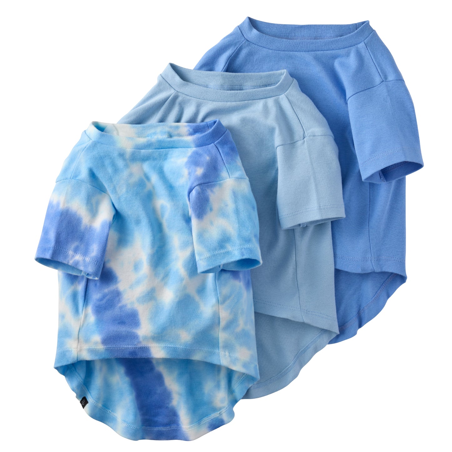 Toby II 3-pack t-shirt lay out in blue tie dye