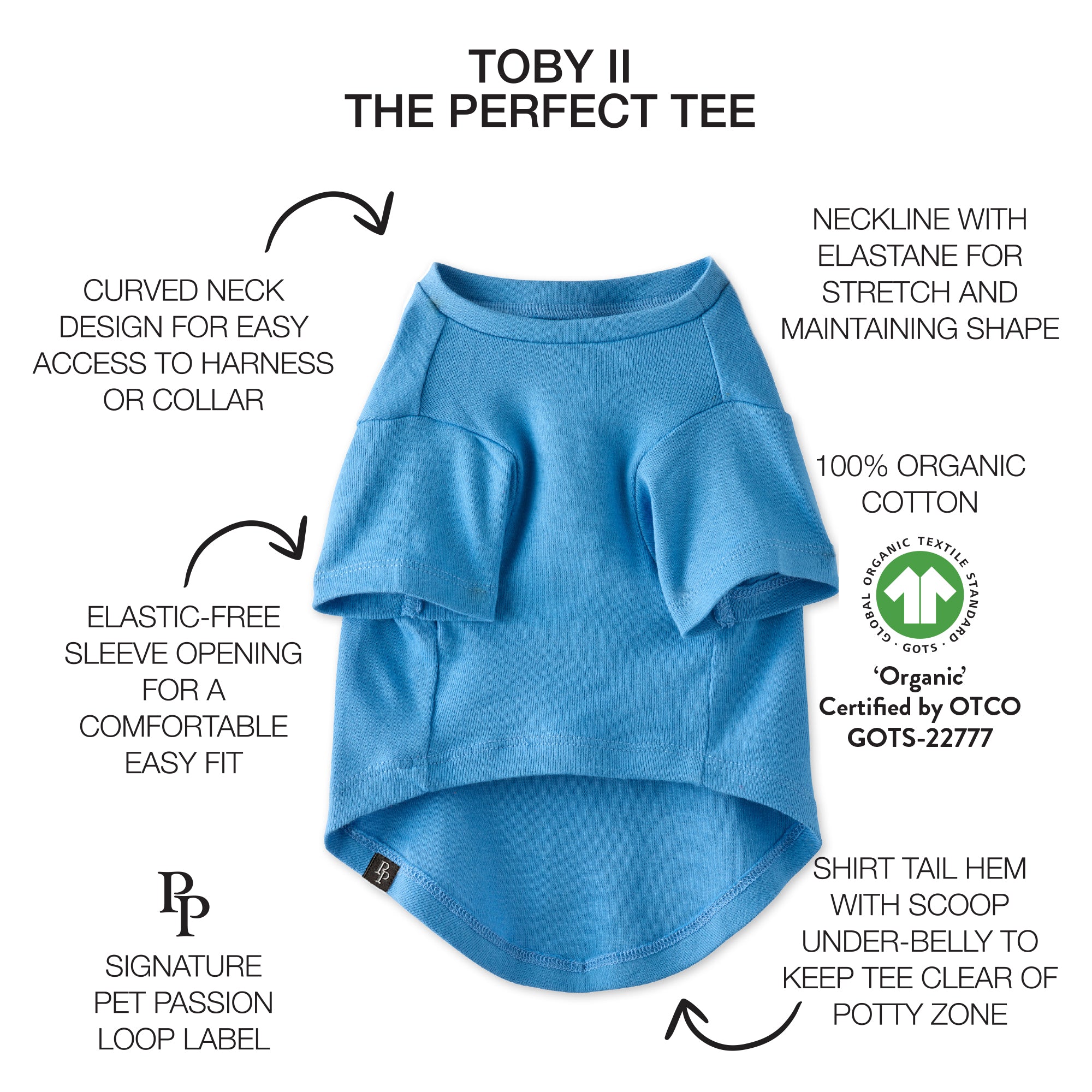 TOBY II - THE EXTRA PERFECT TEE, 8 PACK, RAINBOW BLUES