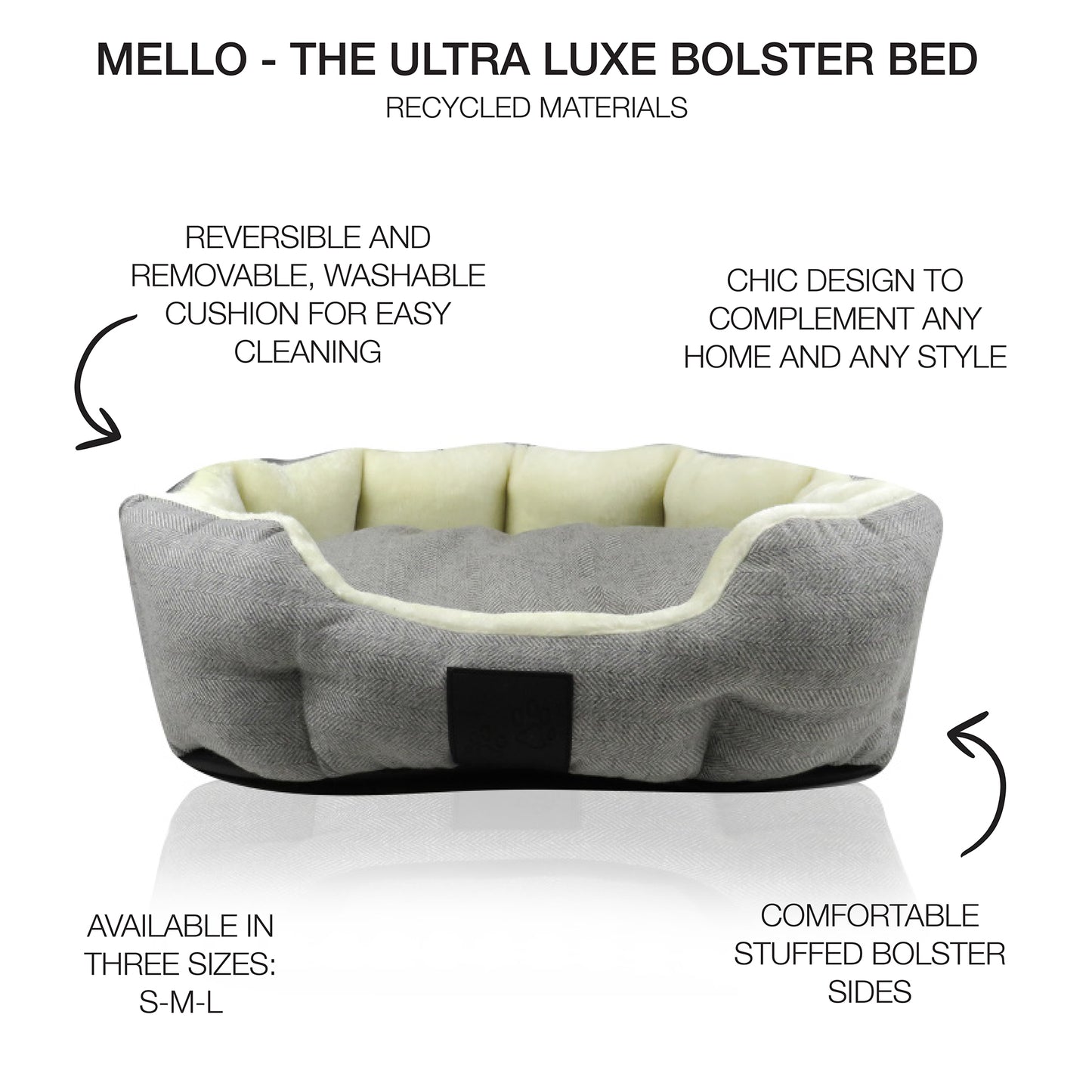 MELLO - THE ULTRA LUXE BOLSTER BED,IVORY TWEED